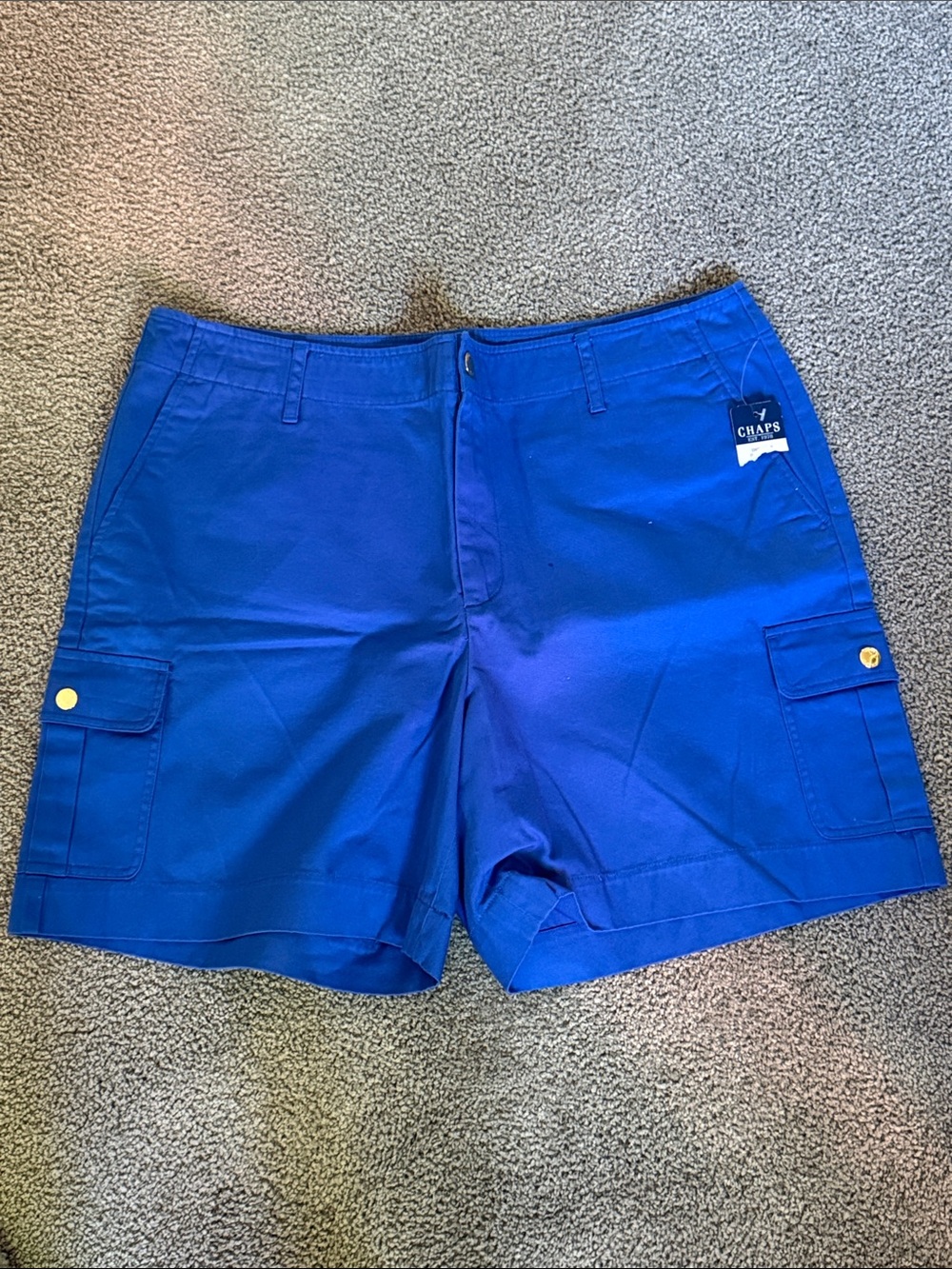 Chaps Women's Bright Blue Cargo Shorts w/ 4 Snap-Flap & 2 Slash Pockets. Size 16